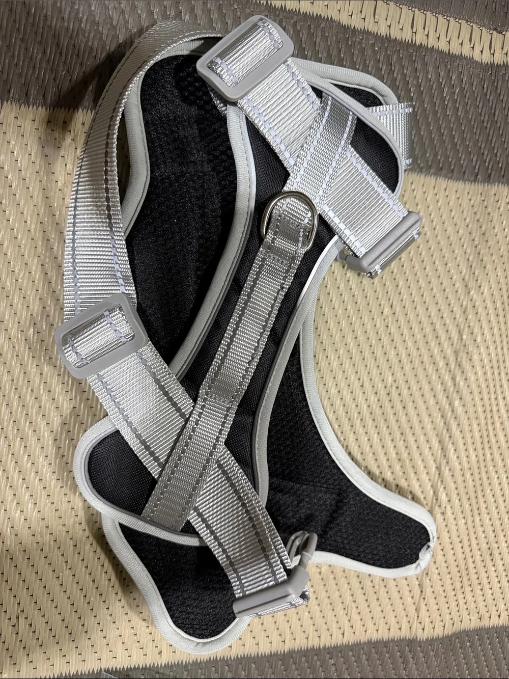 PicePet Large Reflective Black Silver Dog Harness